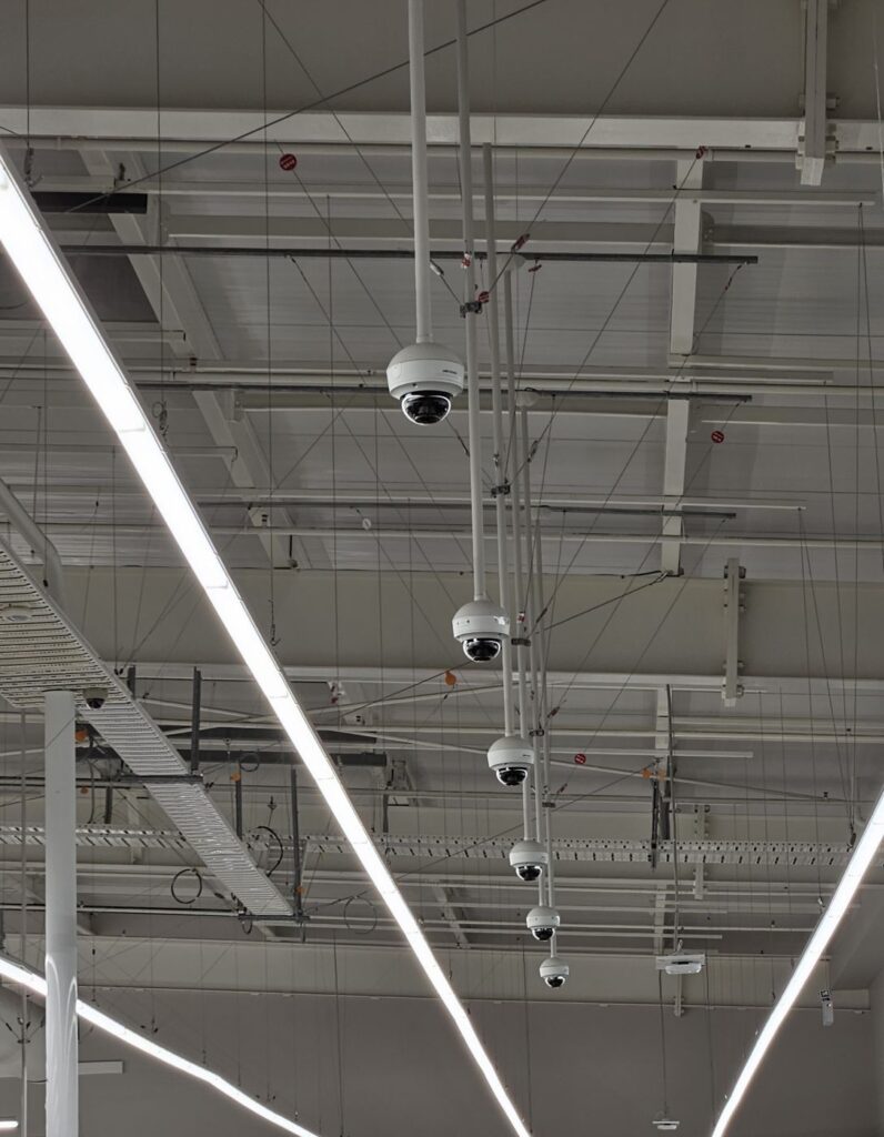 Dome cameras across a warehouse