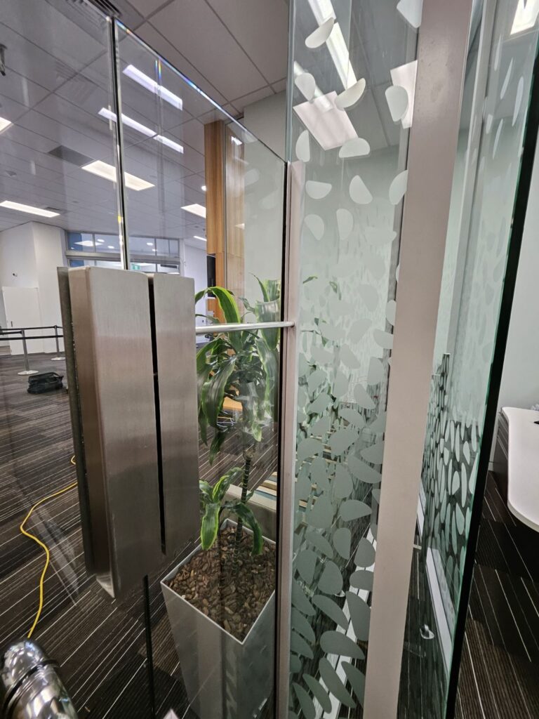 V lock on an office door