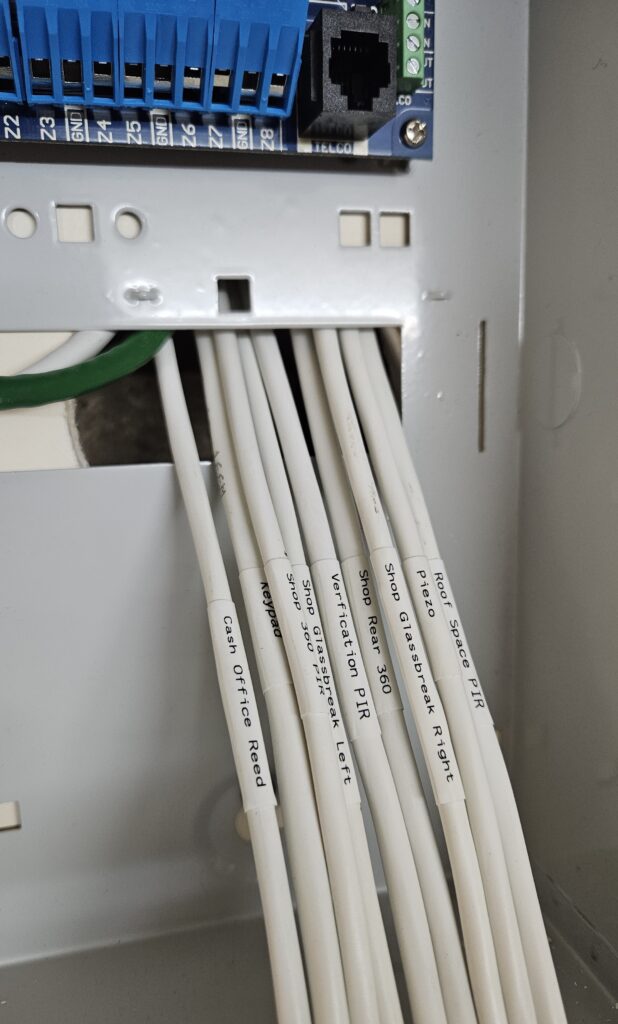 Labelled alarm cabling