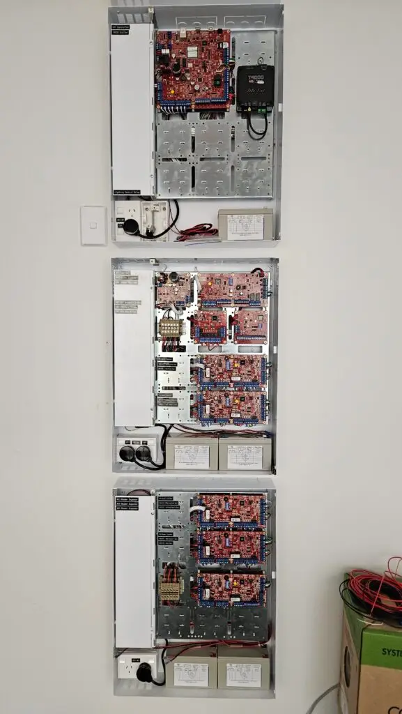 Multi-cabinet alarm and access install