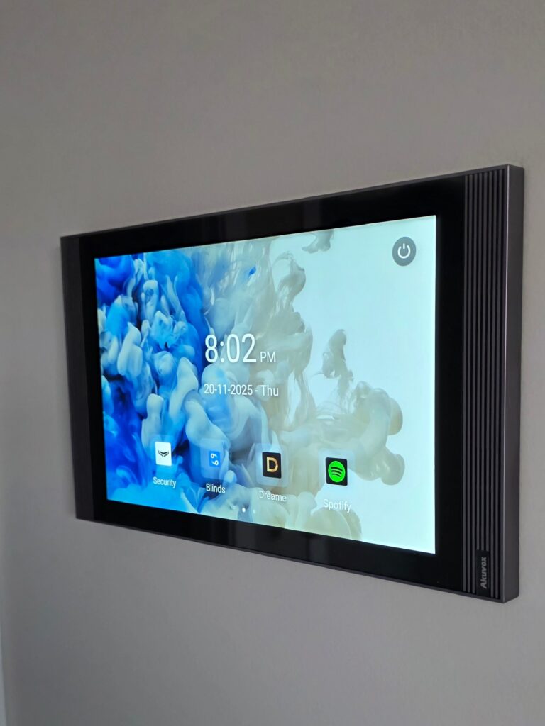 Akuvox touchscreen panel installed on a wall